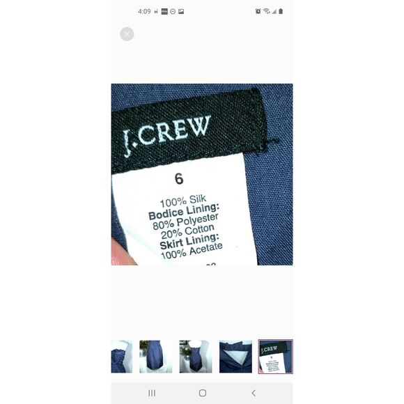 J.CREW NAVY SILK GREEN/BLUE STRAPLESS DRESS SZ.6 EUC. - Picture 6 of 6